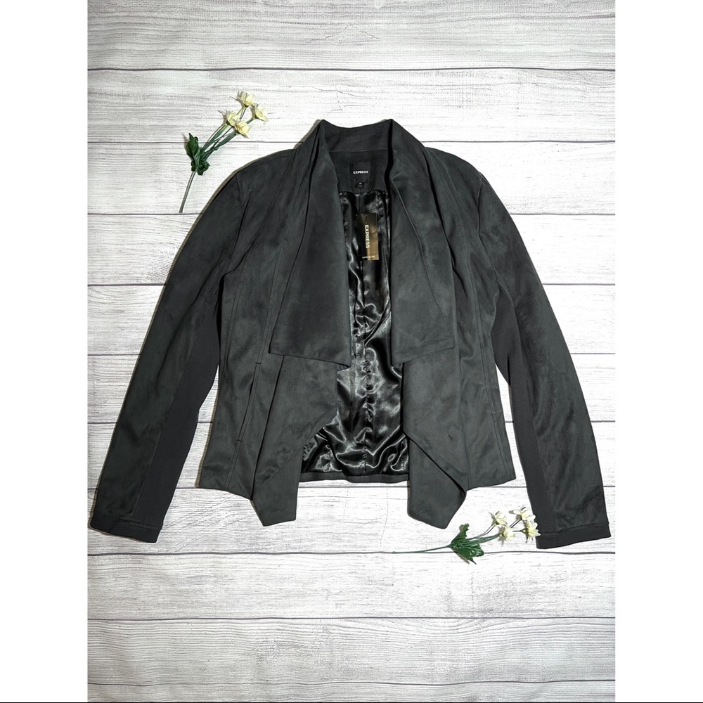 EXPRESS Faux Suede Open Front Moto Jacket
